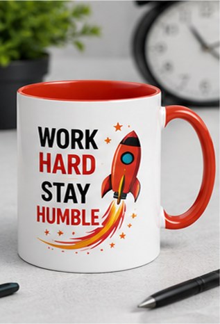 Work Hard Stay Humble custom business mug — red